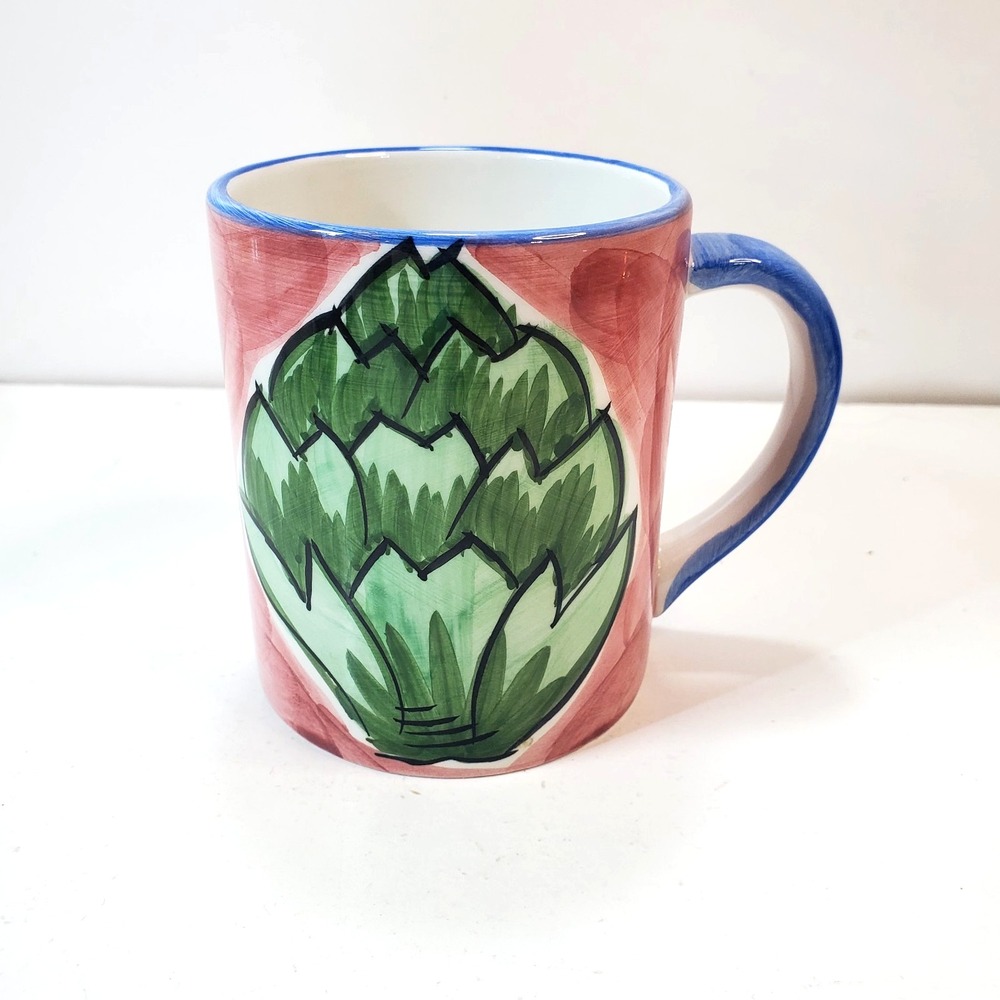 RB Alcobaca Pottery Coffee Mug Vegetable Artichoke Design Made in Portugal